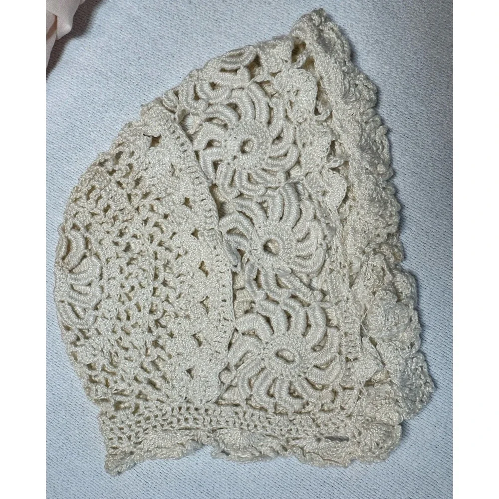 Antique 1800's Frontier Baby Clothes And Crochet Hats 4 Pieces 1 Moccasin Shoe